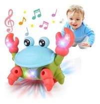2X Brinquedo Caranguejo Com Led Música Bebê Rastejante Fujão