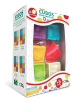 2X Brinquedo Mordedor Blocos Cubos Coloridos Para Bebê Empil