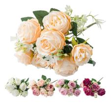 2X Buque De Peônia Artificial Qualidade Aaa Com 7 Rosas