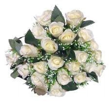 2X Buquê De Rosas Brancas Grande Flores Artificiais Decoraçã 2X Buquê De Rosas Brancas Grande Flores Artificiais Decoraçã