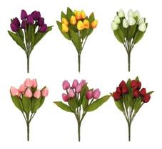 2X Buquê De Tulipa Artificial Decoração