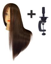 2X Cabeça Manequim Com Suporte P/Treina Mista 70% Cabelo Hum 2X Cabeça Manequim Com Suporte P/Treina Mista 70% Cabelo Hum