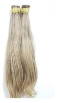 2X Cabelo Humano Loiro Mesclado Cinza 55 Cm Com 50 Gramas
