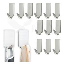 2X Cabide Gancho Inox Adesivo Kit 12 Peças Cozinha Banheiro