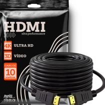 2X Cabo Hdmi 10M Metros Preto Premium 4K Blindado Gold 3D Fu