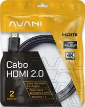 2X Cabo Hdmi 2M 2.0 19 Pinos Ethernet 2 Metros 4K Ultra Hd 3