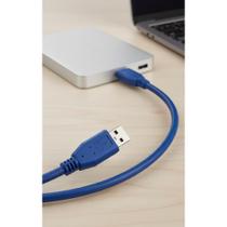 2x Cabo USB 3.0 para HD Externo 5Gbps Azul - Conexão Rápida