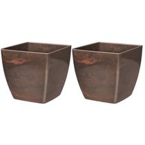 2X Cachepô Elegance Quadrado 02 (1,7L) Café NUTRIPLAN