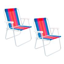 2x Cadeira Alta Praia Camping Azul/Rosa/Vermelho/Laranja Verão 72cm Resistente Confortável - Mor 2x Cadeira Alta Praia Camping Azul/Rosa/Vermelho/Laranja Verão 72cm Resistente Confortável - Mor