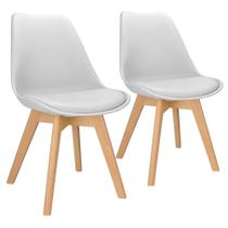 2x Cadeira Charles Eames Leda Design Wood Estofada Base Madeira