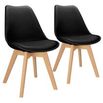 2x Cadeira Charles Eames Leda Design Wood Estofada Base Madeira
