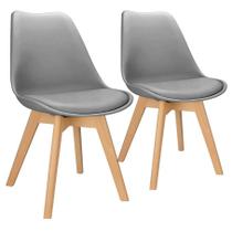 2x Cadeira Charles Eames Leda Design Wood Estofada Base Madeira