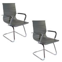 2x Cadeira Interlocutor Secretária Pés Fixos Esteirinha