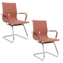 2x Cadeira Interlocutor Secretária Pés Fixos Esteirinha