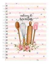 2X Caderno De Receitas Floral Listras Fuê Rosa