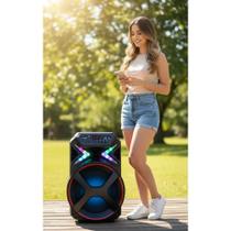 2x Caixa Amplificada 700W RMS 15" Bluetooth TWS Luzes Preta