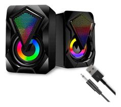 2X Caixa Caixinha Som Para Pc Gamer Potente Rgb Portatil Usb