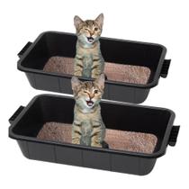 2x Caixa De Areia Para Gato 22l Borda Alta Reforçada Grande