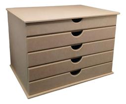 2X Caixa Gaveteiro Organizador Mdf 5 Gavetas Sulfite Documen