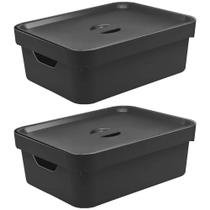 2X Caixa Plastica Multiuso Organizadora 10,5L Ou Cube Preto