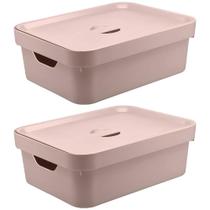 2x Caixa Plastica Multiuso Organizadora 10,5L Ou Cube Rosa