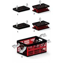 2x Caixa Plástica Organizadora 45L Dobrável Vermelha 30kg