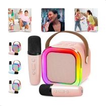 2X Caixinha 2 Microfone Bluetooth S/ Fio Karaoke Infantil