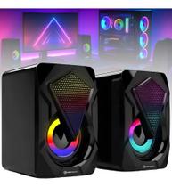 2X Caixinha De Som Para Pc Com Entrada P2 Usb Led Cor Preto