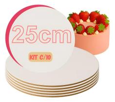 2X Cakeboard Bolo Mdf 3Mm Redondo 25Cm Branco (10 Unid). 2X Cakeboard Bolo Mdf 3Mm Redondo 25Cm Branco (10 Unid).