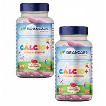 2x Cálcio + K2 + D3 Kids-90 Caps Mastigáveis 600mg- Morango