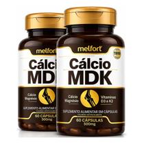 2x Cálcio MDK + Magnésio + Vitamina D3 + K2 60 Cápsulas 500mg - Melfort 2x Cálcio MDK + Magnésio + Vitamina D3 + K2 60 Cápsulas 500mg - Melfort
