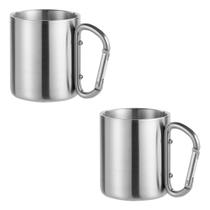 2x Caneca com Mosquetão Inox 220ml Sortido - Ke Home 2x Caneca com Mosquetão Inox 220ml Sortido - Ke Home