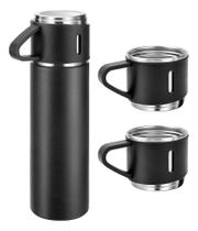 2X Caneca Kit Garrafa Térmica Vacuum Bottle Inox 500Ml + 3 X