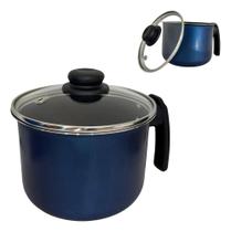 2X Canecao Leiteira Fervedor Antiaderente 14 Cm Tampa De Vid