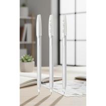 2x Caneta Gel Branca 3un Corpo Triangular Escrita Suave