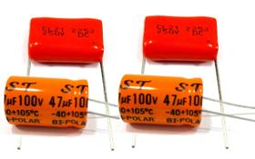 2x Capacitores Bipolar 47x100 p driver e 2 Capacitores Poliester 2m2x250v para Tweeter