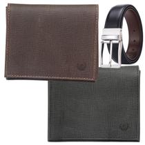 2x Carteira Masculina Couro Legítimo Bovino Porta Cartão + Cinto Masculino Dupla Face 2x Carteira Masculina Couro Legítimo Bovino Porta Cartão + Cinto Masculino Dupla Face