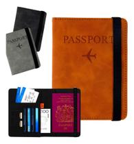 2X Carteira Porta Passaporte Documentos Viagem Alta Qualidad