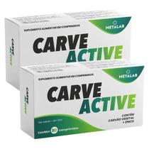 2x Carvão Vegetal Ativado Carve Active Metalab 30 Comprimidos - 2x Carvão Vegetal Ativado Carve Active Metalab 30 Comprimidos -