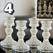 2X Castiçal De Vidro Candelabro 4 Unidades Premium Alto Bril 2X Castiçal De Vidro Candelabro 4 Unidades Premium Alto Bril