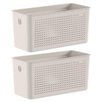 2X Cesto 4,2L Organizador Ou Flow Bege 12Cm X 13Cm X 27Cm