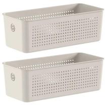 2x Cesto Caixa 3L Organizador OU Flow Bege 9cm x 12cm x 27cm