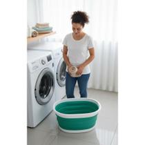 2x Cesto Retrátil Roupas 18L Verde Dobrável Economiza Espaço