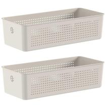 2x Cestos 4,5L Organizador OU Flow Bege 9cm x 15cm x 34cm 2x Cestos 4,5L Organizador OU Flow Bege 9cm x 15cm x 34cm