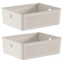2x Cestos 5,4L Organizador OU Flow Bege 9cm x 22cm x 27cm 2x Cestos 5,4L Organizador OU Flow Bege 9cm x 22cm x 27cm