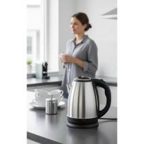 2x Chaleira Elétrica Aço Inox 1.8L Cor Preto - Rápida e Segu