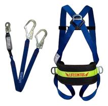 2X Cinto Trabalho Em Altura 3 Pontos E Talabarte Duplo Abs C