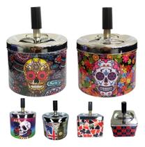 2X Cinzeiro Em Metal De Mesa Com Reservatório E Tampa Girató