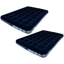 2x Colchão de Ar Inflável de Casal Com Vinil Aveludado Confortável Resistente Compacto