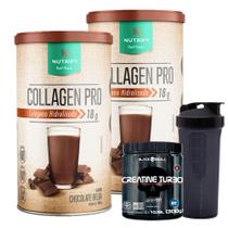 2x Collagen Pro - 450g Nutrify - Proteína do Colágeno + Creatina Turbo - 300g - Black + Coqueteleira